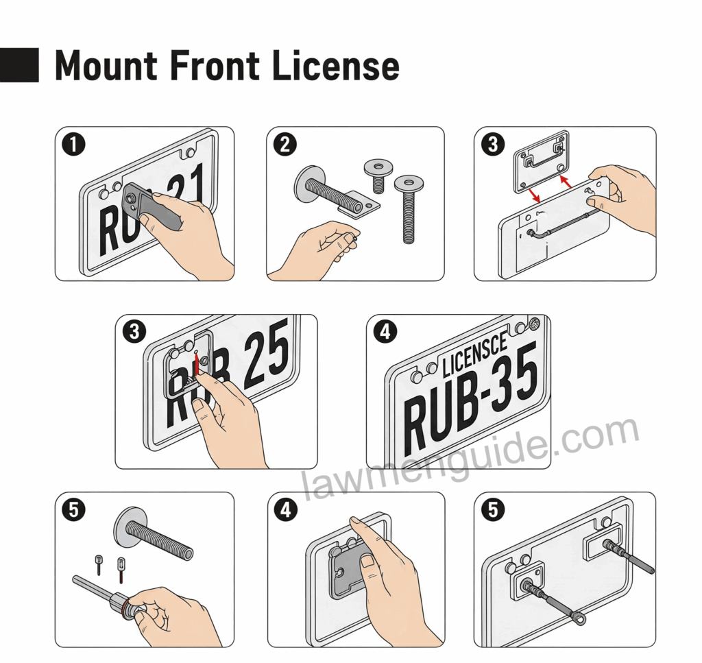 how to mount front license plate in Texas